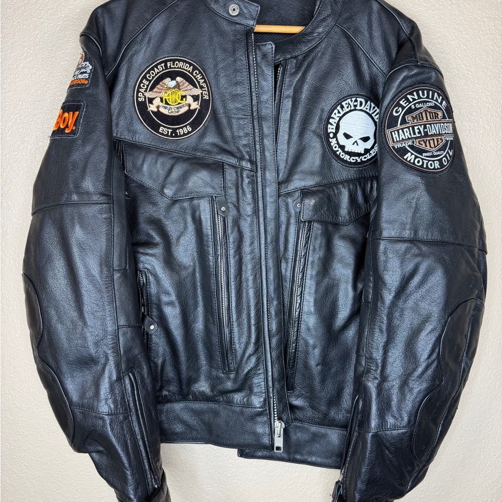 Harley-Davidson Black Leather Bomber Jacket‎
